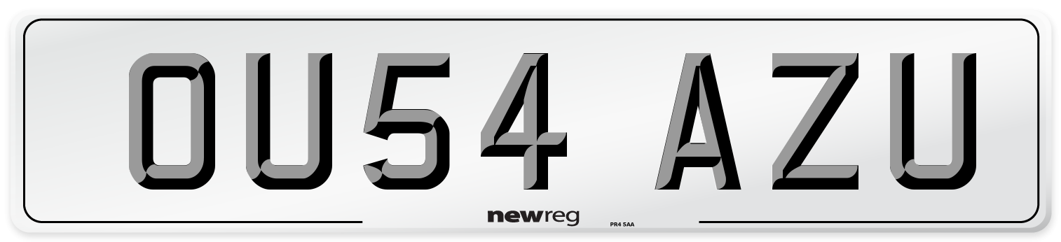 OU54 AZU Number Plate from New Reg